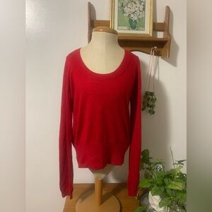 MODA International Red Silk Cashmere Scoop Neck Quiet Luxury Soft Sweater L